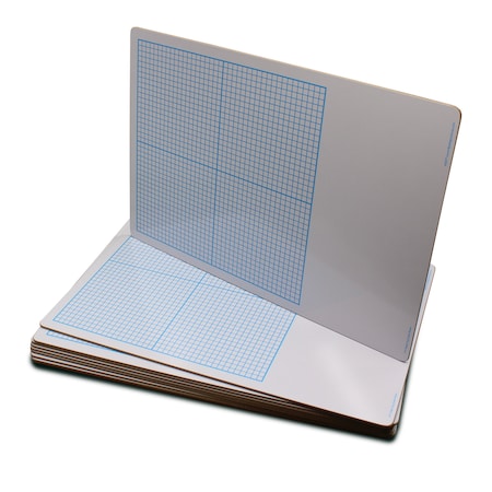 Flipside Dry Erase Graph Board With 1/4in-Inch Squares Set Of 12, White With Blue Grid 11261, 12PK 11261